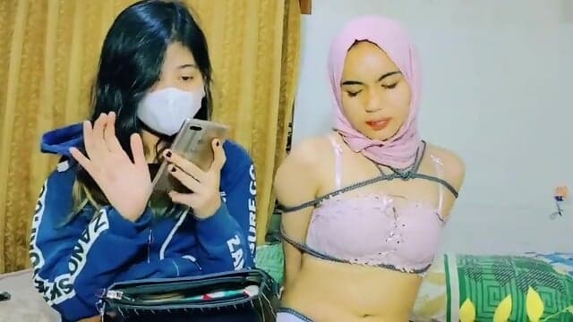 sporty hijab girl striped, groped and bondage