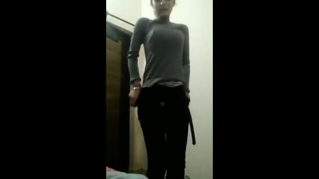 Slim Paki GF Strip And Panty Tease Showing Hairy Pussy And Asshole