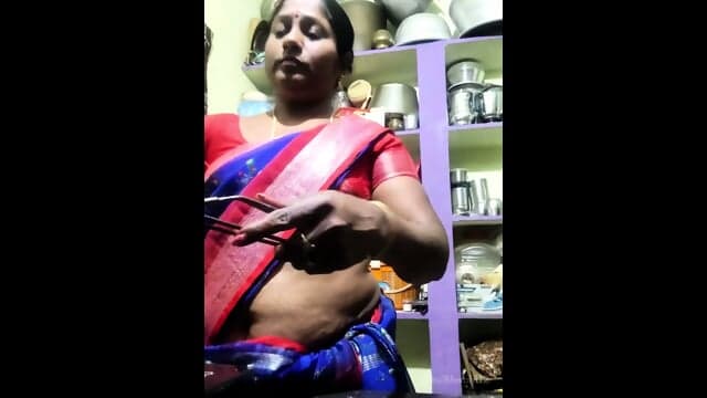 She goes while cooking in kitchen