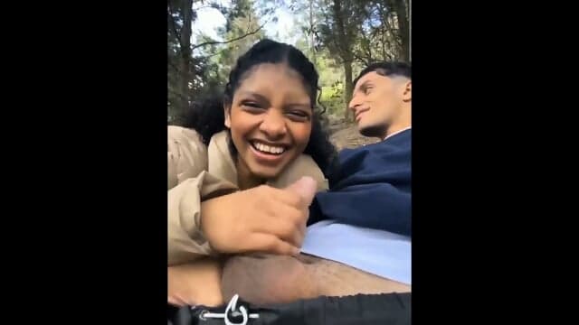 Cute Ebony Petite Girl Giving Blowjob Outdoor And Boob Sucking