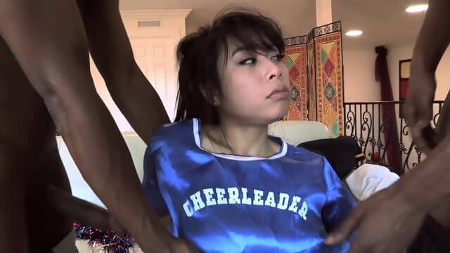 Two basketball players bribed by hot cheerleader with pussy